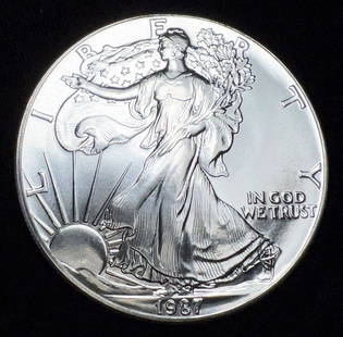 1987 American Silver Eagle MS69: Winner shall receive (1) coin precisely resembling the coin shown here. (IS/B)