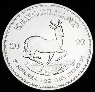 2020 South Africa Krugerrand 1 oz Silver: Winner shall receive the exct coin shown here. (RR/UR)