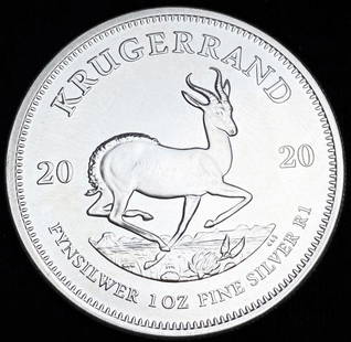 2020 South Africa Krugerrand 1 oz Silver: Winner shall receive the exct coin shown here. (RR/UR)