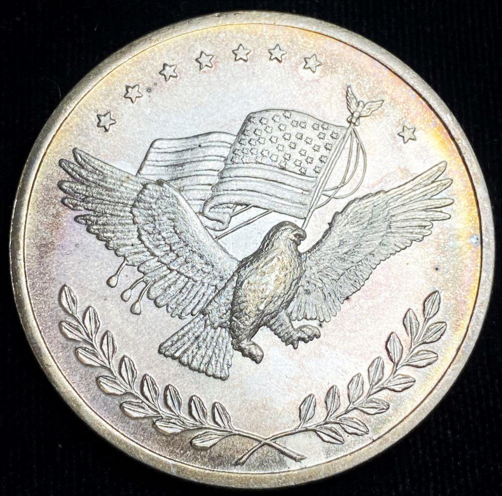 Toned American Flag 1 oz Silver Trade Unit (1 of 2)
