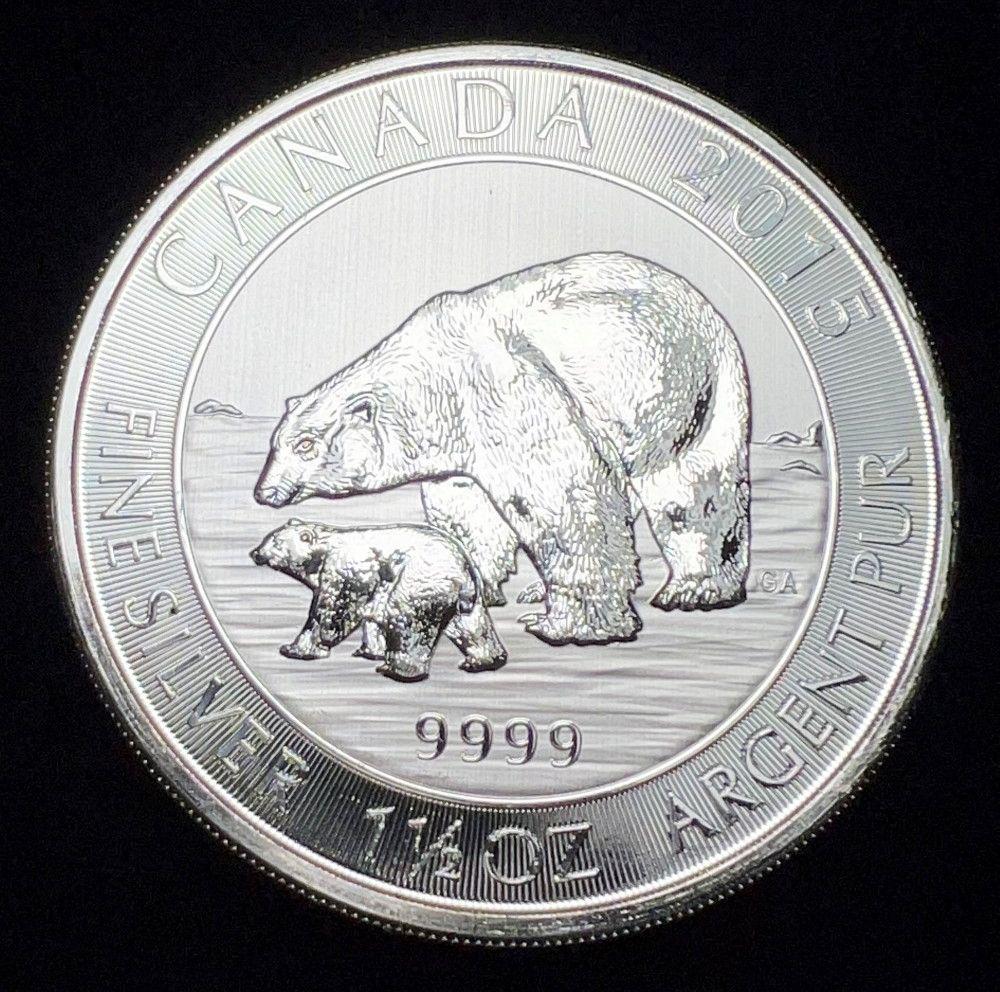 2015 Canada $8 Silver 1.5 oz Polar Bear Scratches Obv. (1 of 4)