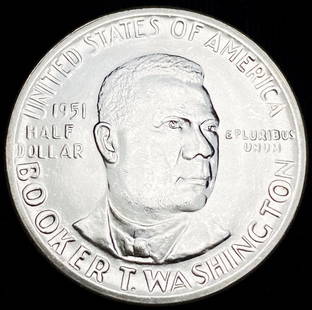 1951 Booker T. Washington Silver Half Dollar Choice BU: Winner shall receive the exact coin shown here. (RR)