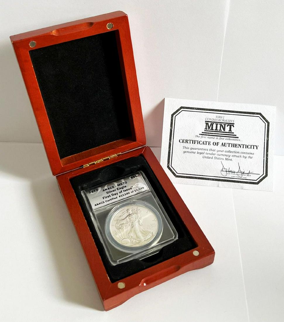 2013 American Silver Eagle ANACS MS70 1st Day of Issue (1 of 5)