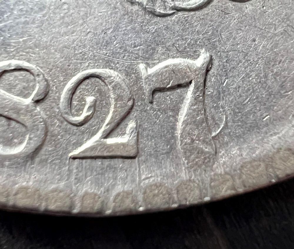 1827/6 Capped Bust Silver Half Dollar AU (1 of 3)