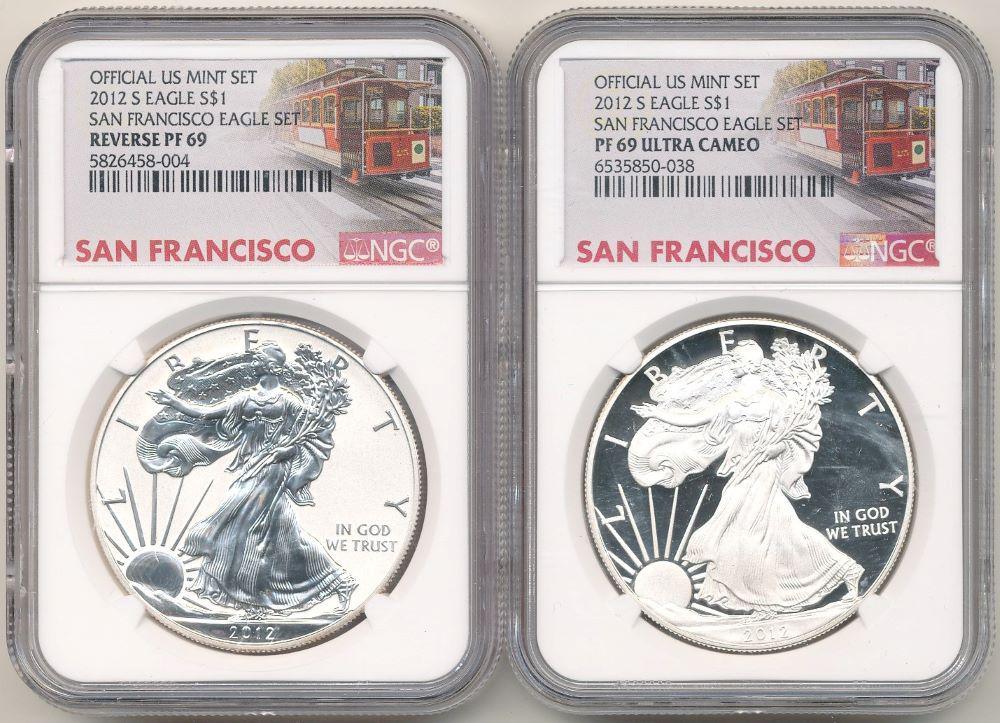 2012-S San Fran. American Silver Eagle NGC (2-coin set) (1 of 6)