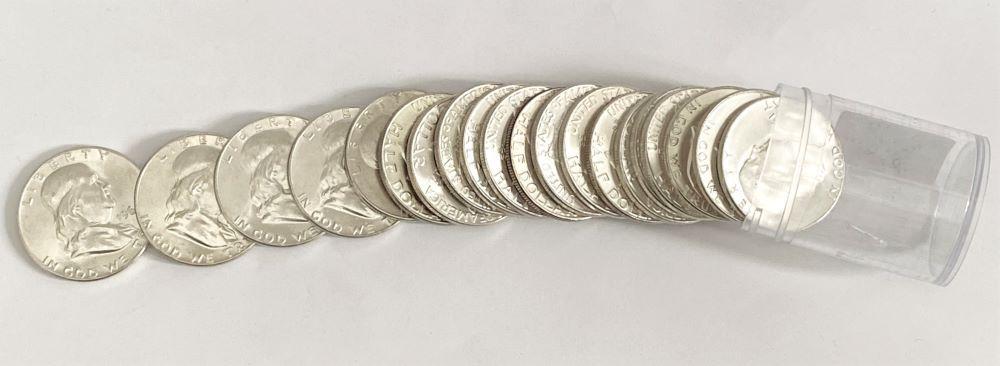 (20-coins) Roll 1961-D Franklin 1/2 Dollar Mint Cond.: (20-coins) Roll 1961-D Franklin 1/2 Dollar Mint ConditionWinner shall receive the exact roll (20-coins) shown here. (RR/UOB)
