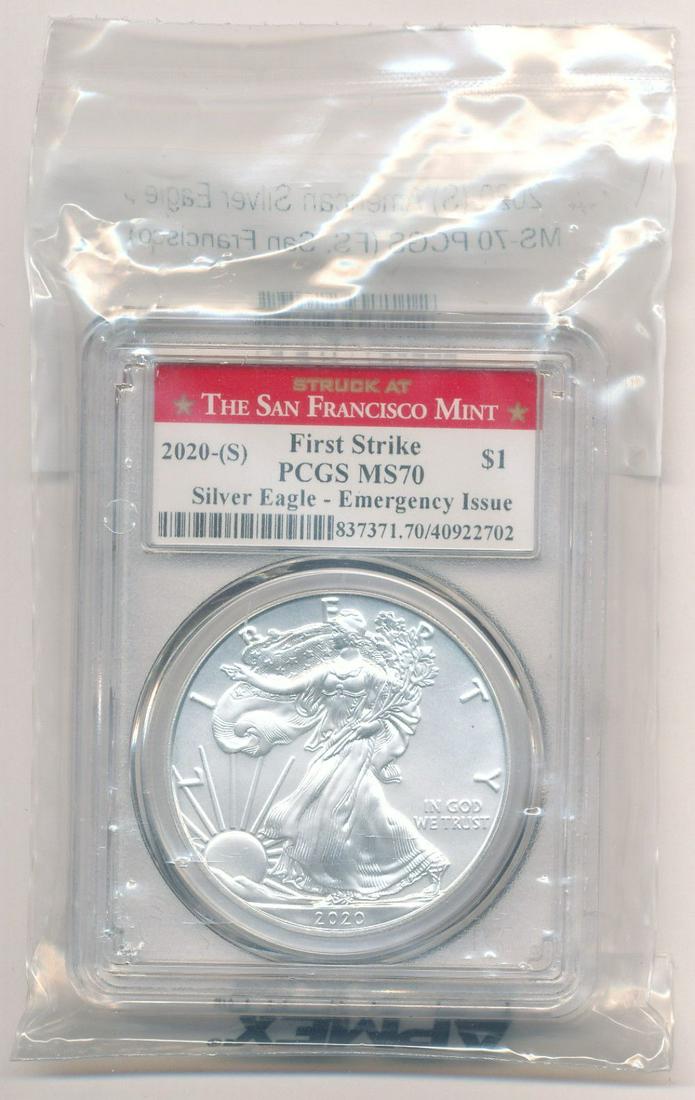 2020-S American Silver Eagle PCGS MS70 Emergency Issue (1 of 4)