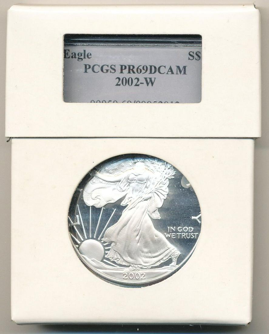 2002-W Eagle Silver Dollar PCGS PR69DCAM w/ Shield (1 of 3)