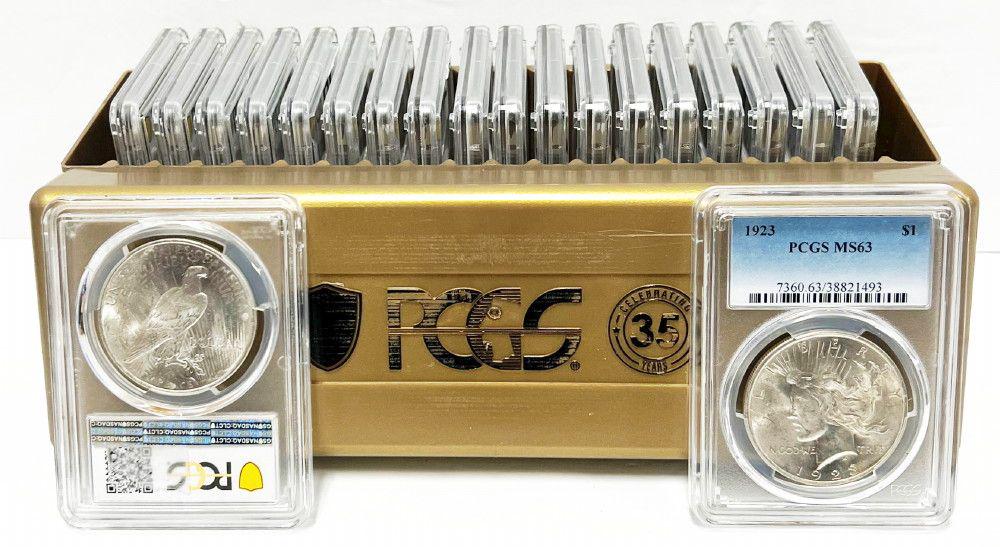 Box (20) PCGS 1923 Peace Silver Dollars MS63 (1 of 4)