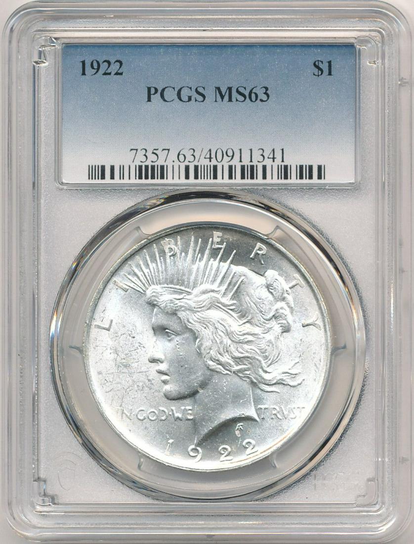 1922 Peace Silver Dollar PCGS MS63 (1 of 4)