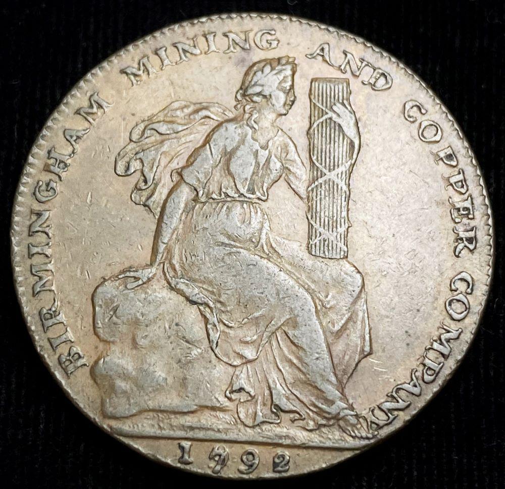 1792 Warwickshire - Birmingham 1/2 Penny VF+ (1 of 3)