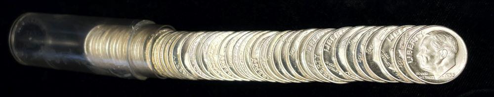 1955-S Mint Condition Roll (50-Coins) 90% Silver Dimes (1 of 4)