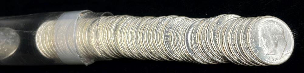 1960-D Mint Condition Roll (50-Coins) 90% Silver Dimes (1 of 4)