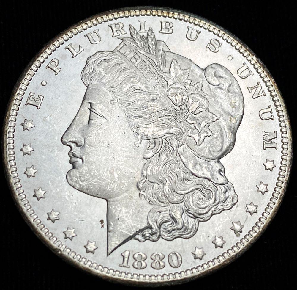 Original 1880-CC Rev. 1878 Morgan Silver Dollar MS64 (1 of 4)