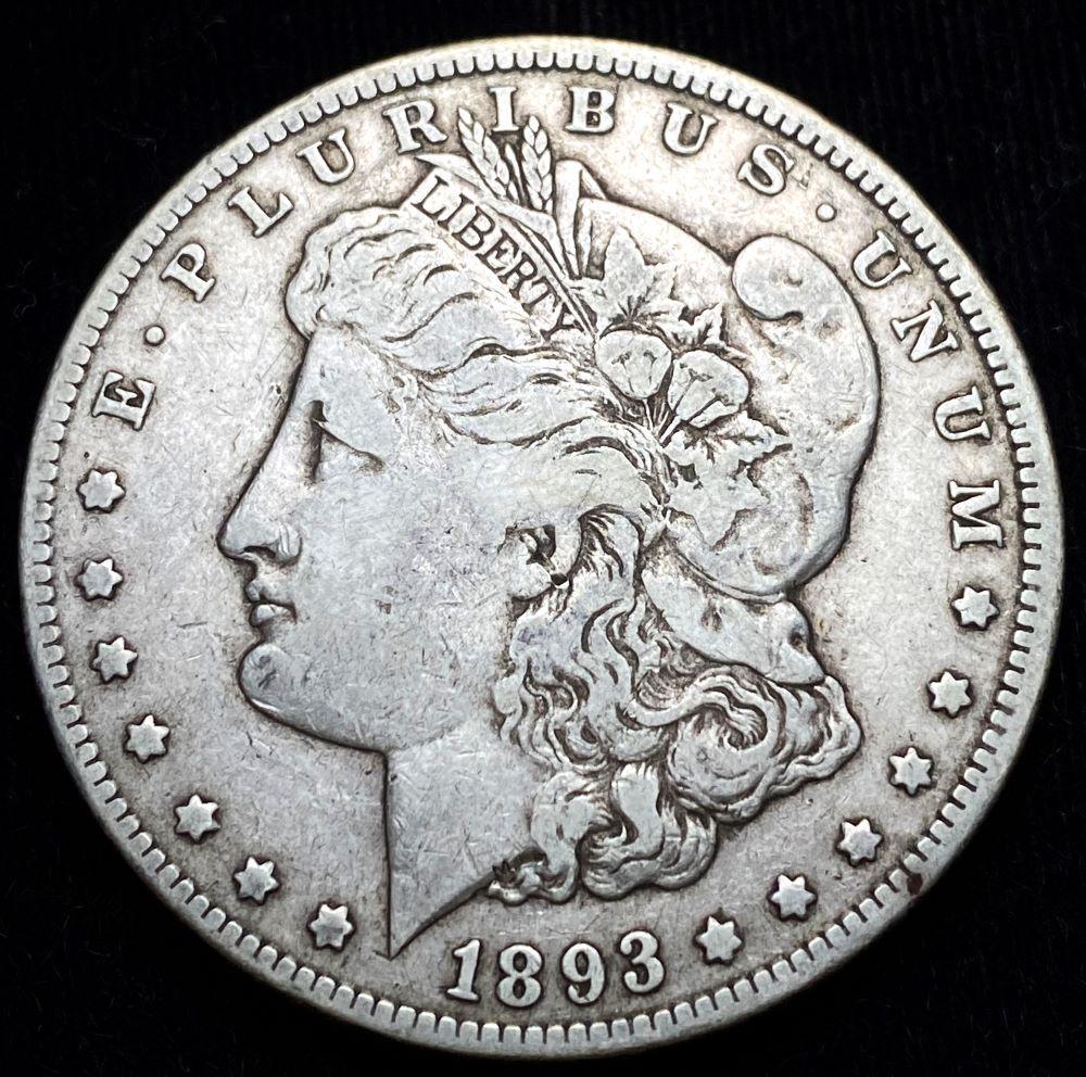 Original 1893-CC Morgan Silver Dollar VF (1 of 4)