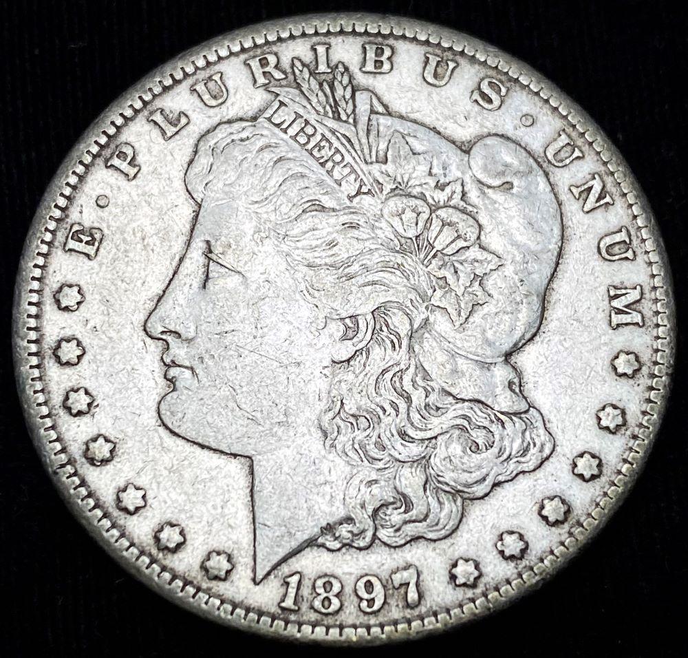 Original 1897-S Morgan Silver Dollar AU (1 of 4)