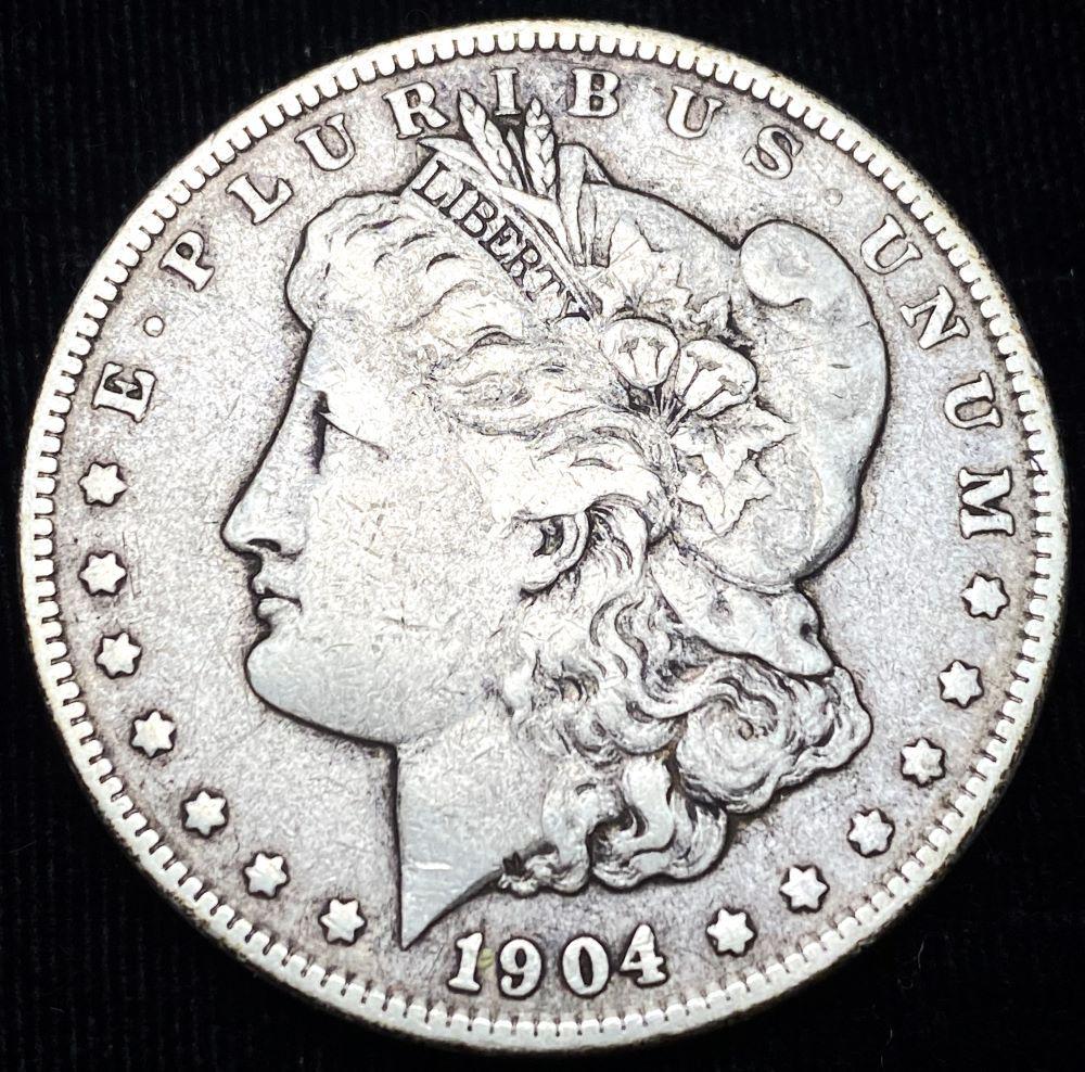 Original 1904 Morgan Silver Dollar VF (1 of 4)