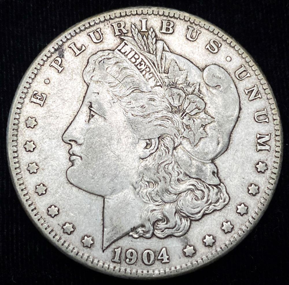 Original 1904-S Morgan Silver Dollar AU (1 of 4)