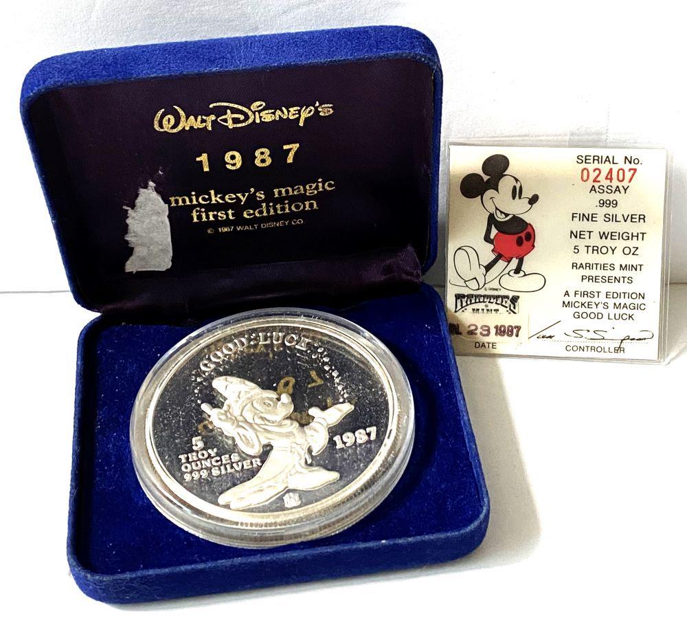 1987 Proof Mickey's Magic First Edition 5 ozt Silver COA (1 of 9)