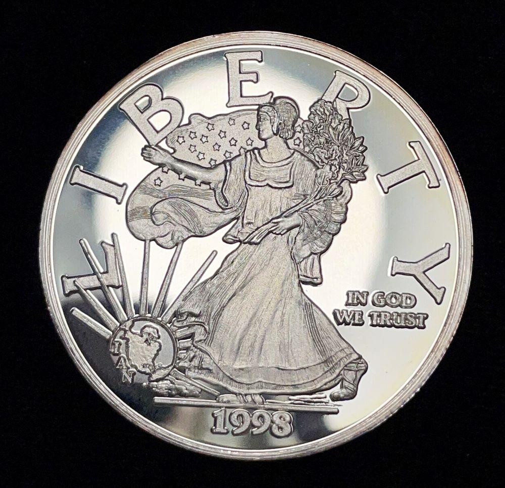 1998 1 ozt Proof Silver Walking Liberty Design IAN .999: Winner shall receive the exact coin shown here. (JM/UI)