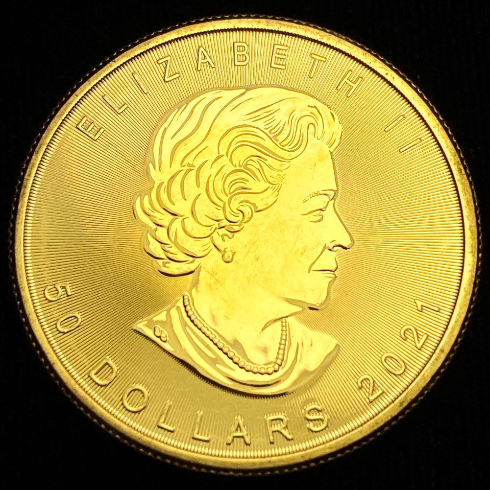 2021 $50 Gold Canada Maple Leaf 1 ozt: Winner shall receive the exact coin shown here. (RR)