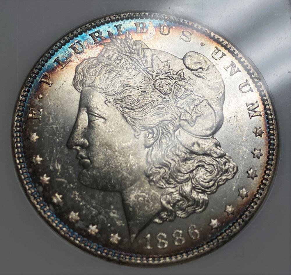 Toned 1886 Morgan Silver Dollar NGC MS64 DPL (1 of 6)