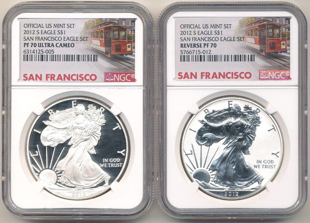 2012-S ASE (2) Coin Set Reverse PF70/PF70 Ultra Cam (1 of 6)