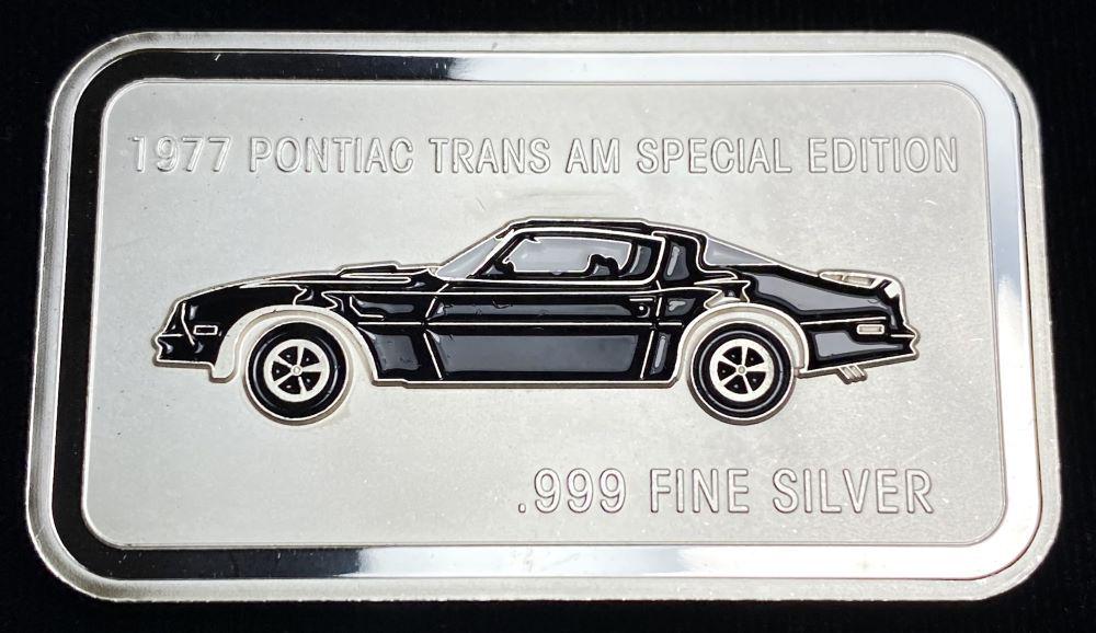 1977 Pontiac Trans Am Colorized 1 ozt .999 Silver Bar (1 of 2)