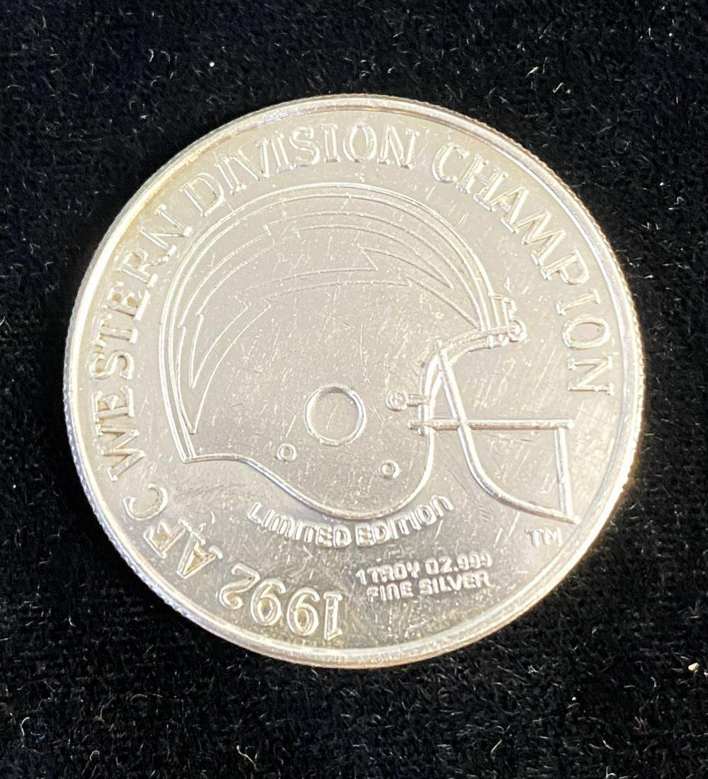 1 ozt 1992 AFC West Division Champ .999 Silver Round (1 of 3)