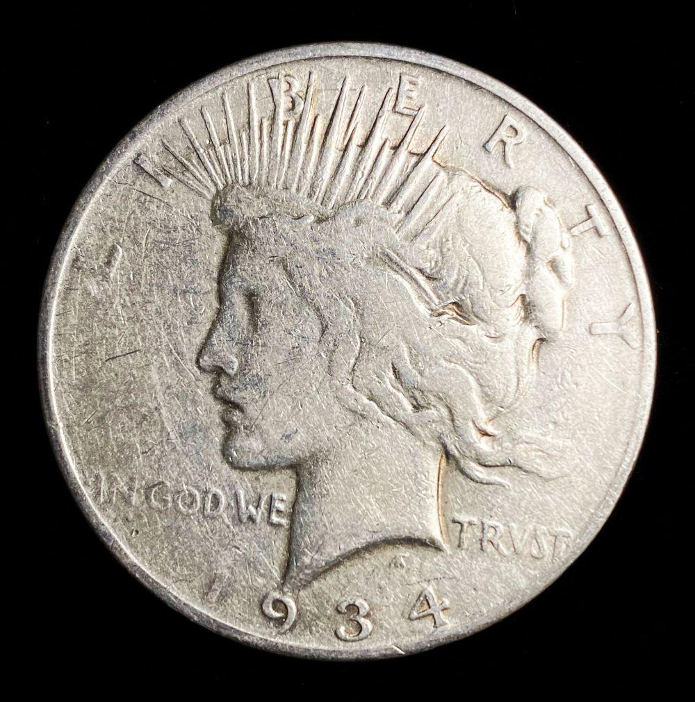 1934-S Peace Silver Dollar Keydate Fine (1 of 2)