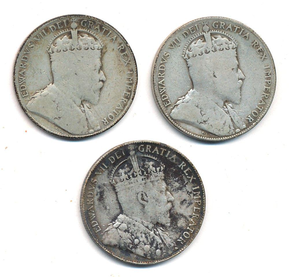 (3) 1907-1909 Canadian Half Dollar Sterling Silver (1 of 2)