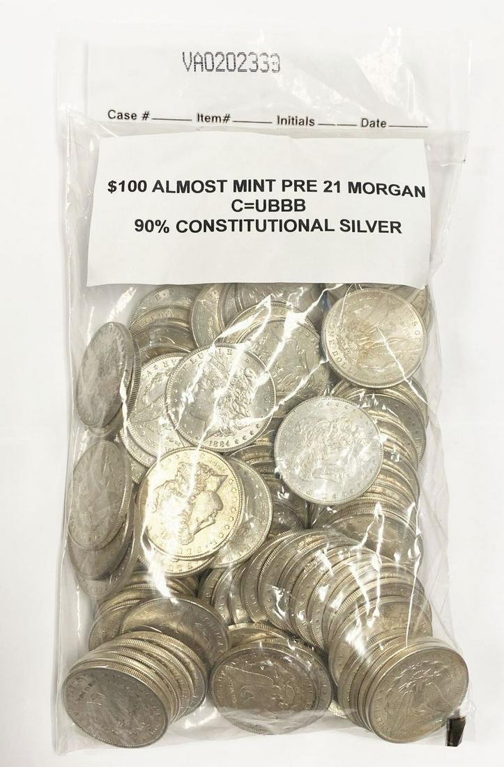(100) 1878-1904 Almost Mint Morgan Silver Dollar (1 of 5)