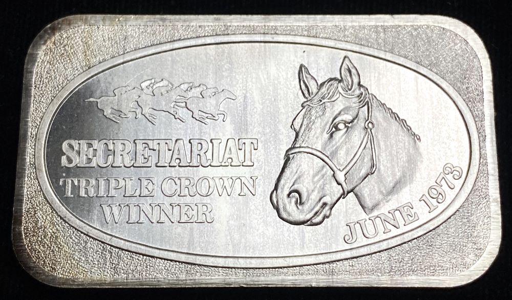 1973 Secretariot Triple Crown Winner 1ozt .999 Slvr Bar (1 of 2)