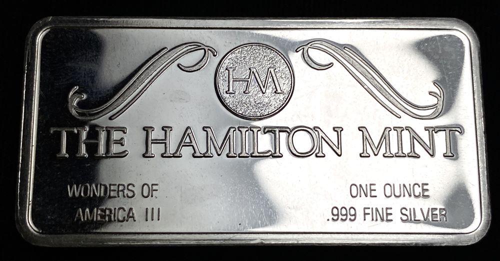 Hamilton Mint Golden Gate Bridge 1 ozt .999 Silver Bar: Winner shall receive the exact bar shown here. (RR/B)