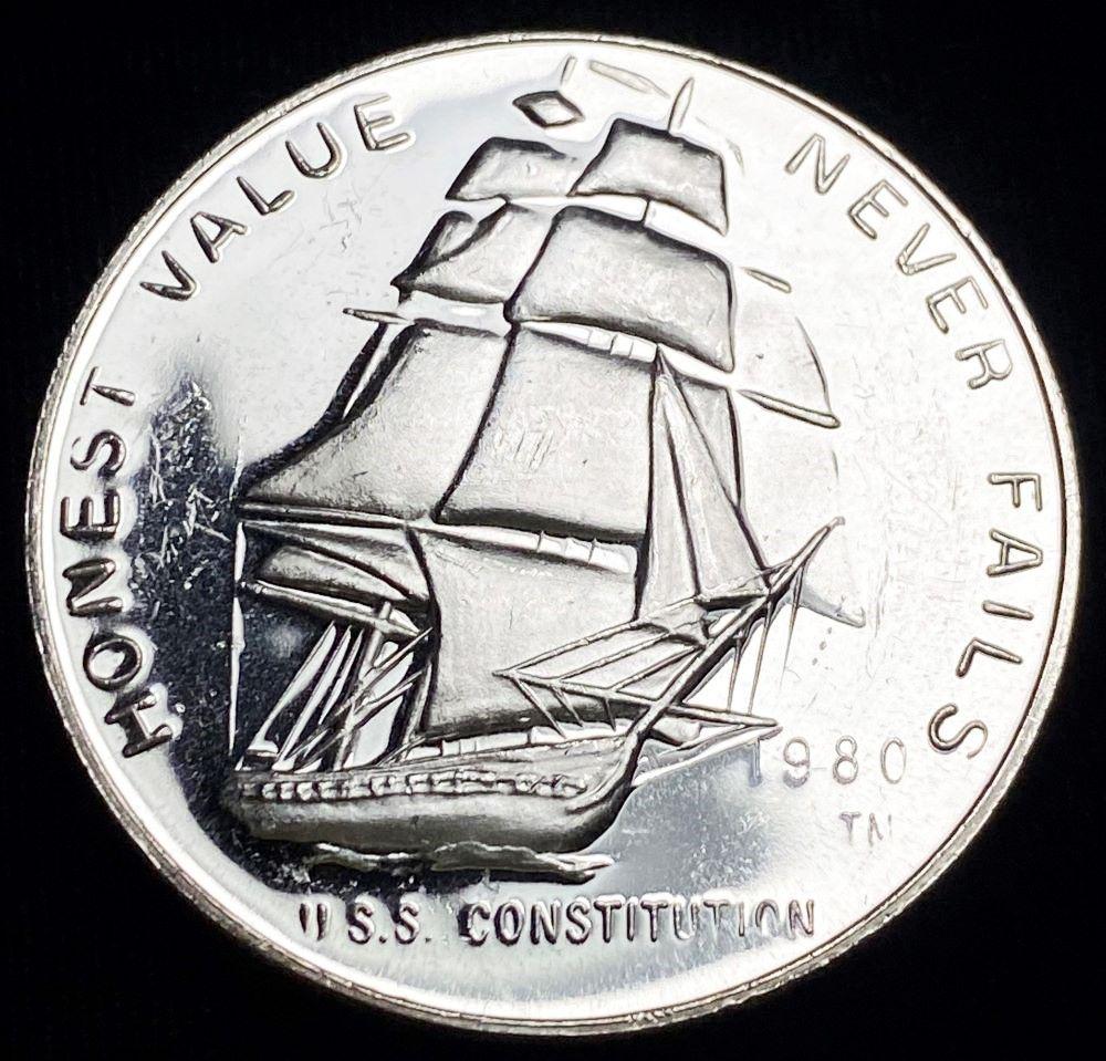 "Honest Value Never Fails" 1ozt Silver Trade Unit: Winner shall receive the exact coin shown here. (RR/B)