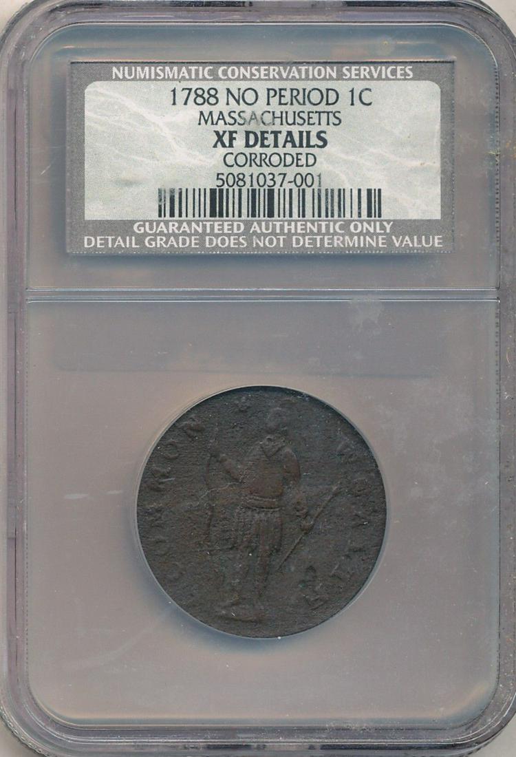 Colonial 1788 Massachusetts XF Details Cent (1 of 4)