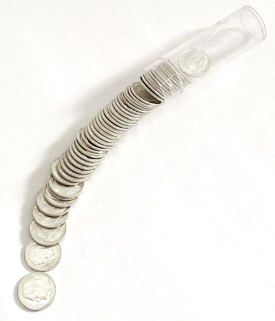 1964-D 90% Silver Roosevelt Dime Roll Mint (50-coins) (1 of 4)