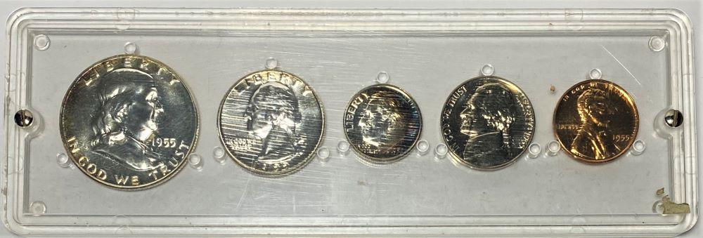 1955 U.S. Silver Proof Set (5-coins) Rainbow Toned Dime (1 of 4)