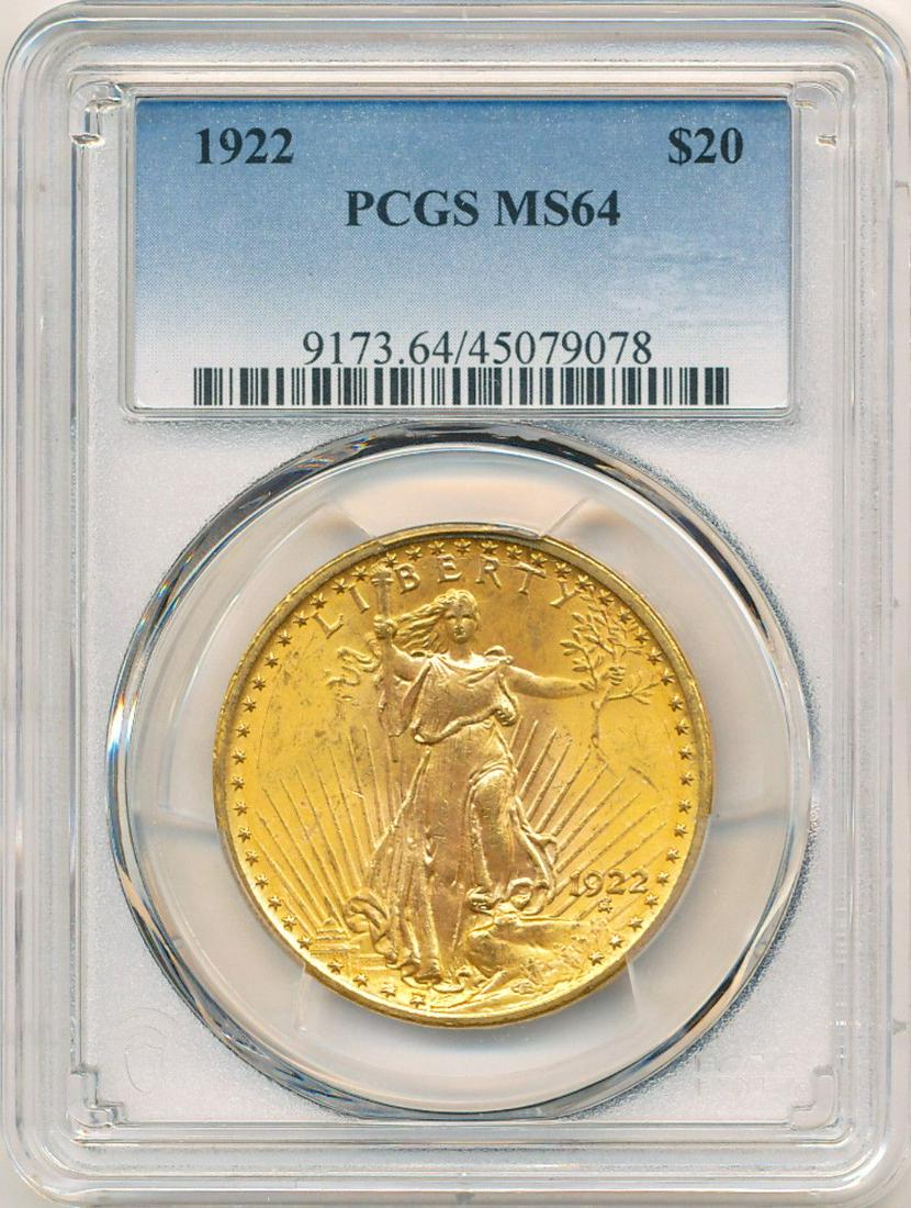 Last Minute! 1922 Gold $20 Saint Gaudens PCGS MS64 (1 of 4)