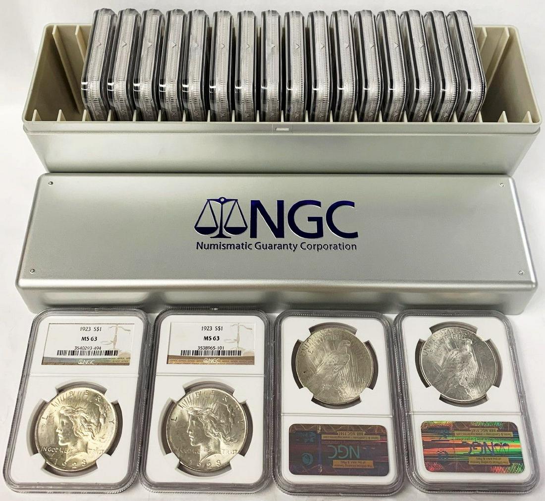 (20) NGC MS63 Peace Silver Dollars (1 of 12)