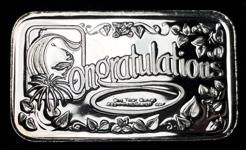 "Congratulations" .999 Silver Bar 1 ozt (1 of 2)