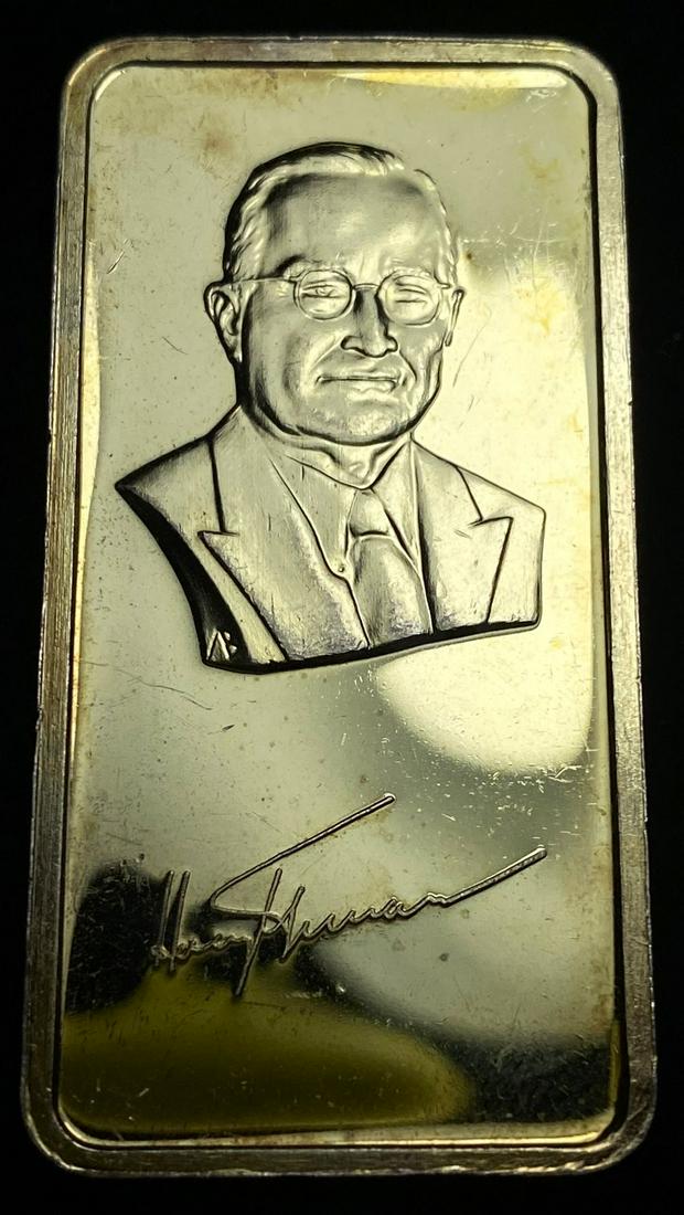 Harry S. Truman 1 ozt 24K Gold Plated .999 Silver Bar (1 of 3)