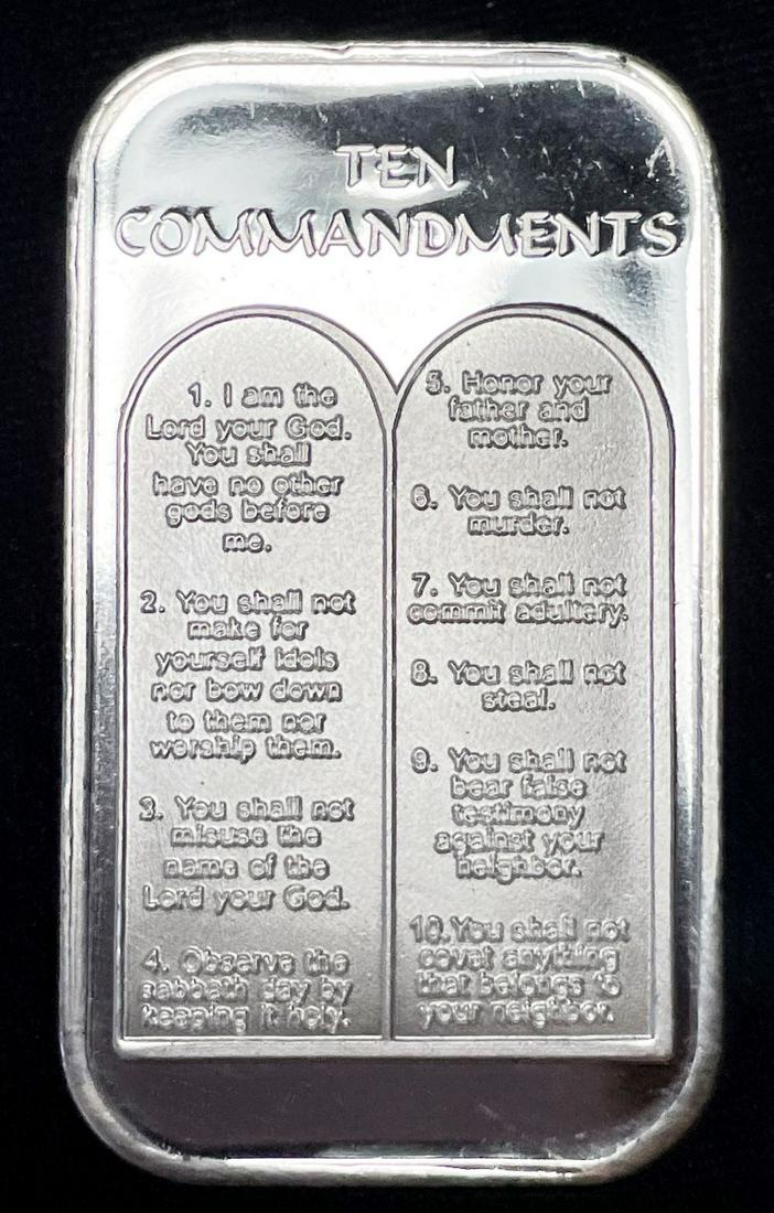 "Ten Commandments" 1 ozt .999 Silver Bar (1 of 3)