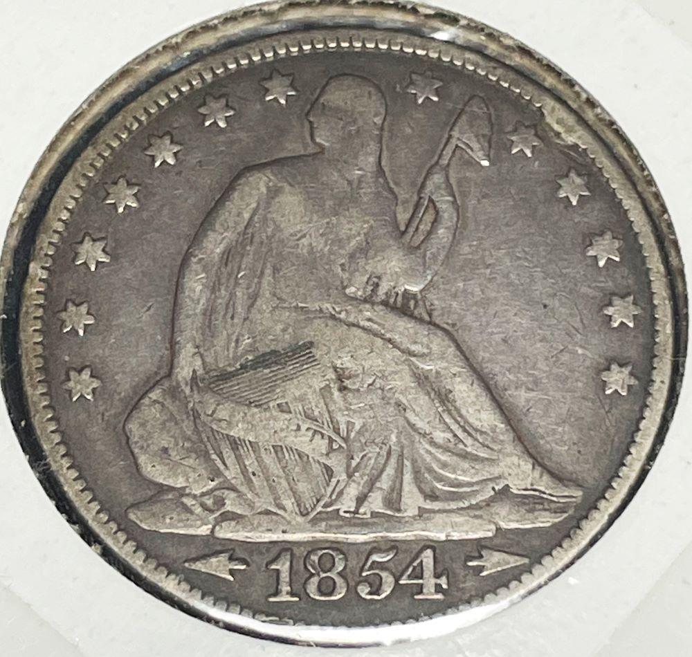 1854 Arrows Seated 50C VF (1 of 3)