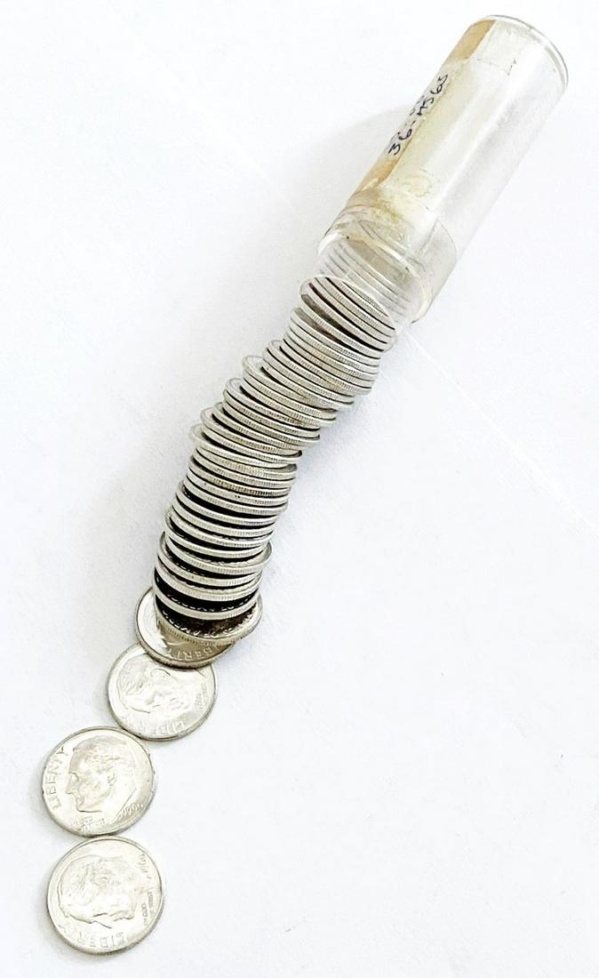 1960 90% Silver Roosevelt Dime Roll Mint (50-coins) (1 of 4)