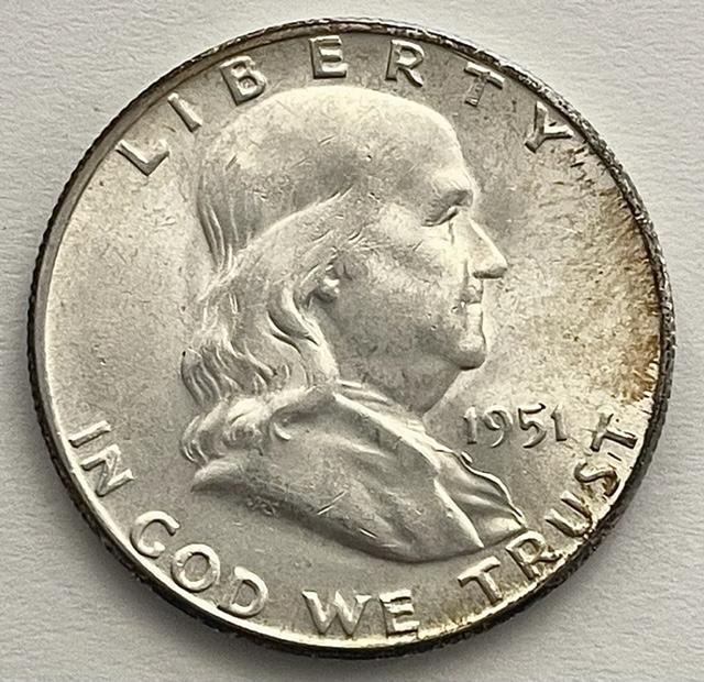 1951-S Franklin Silver Half Dollar MS65+ (1 of 2)