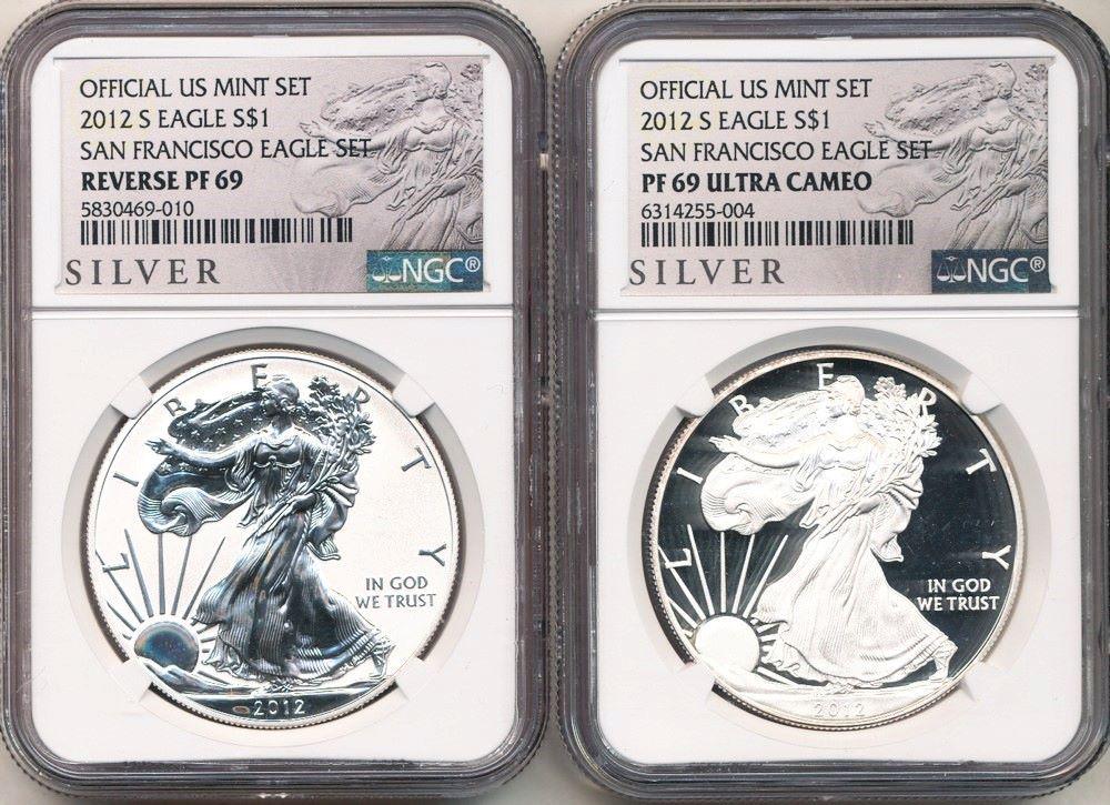 2012-S ASE (2) Coin Set Reverse PF69/SP69 Ultra Cam NGC (1 of 4)