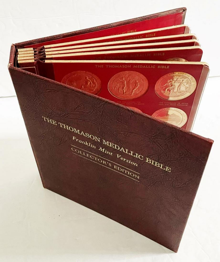 The Thomason Medallic Bible Bronze Proof (60-coins): The Thomason Medallic Bible Franklin Mint Bronze Proof (60-coins)Winner shall receive the exact coins (6-coins) shown here. (JM)