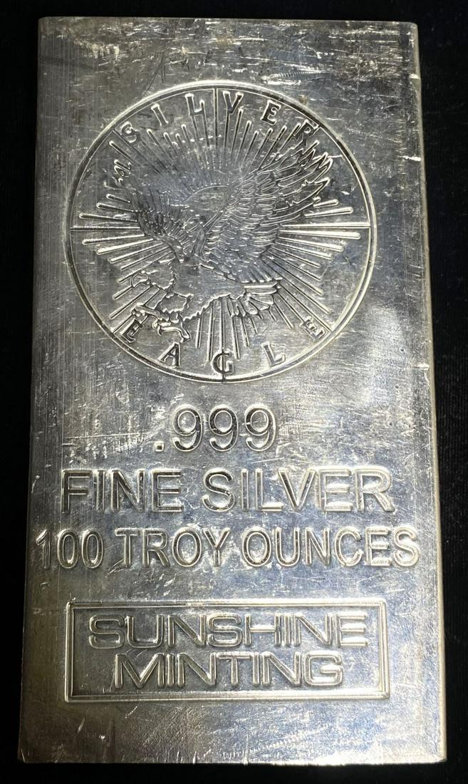 Last Minute! Sunshine Minting 100 ozt .999 Silver Bar (1 of 4)