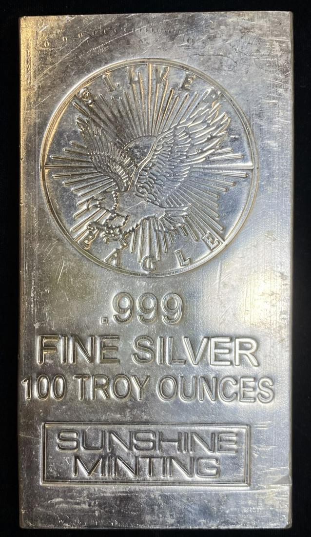 Last Minute! Sunshine Minting 100 ozt .999 Silver Bar (1 of 4)